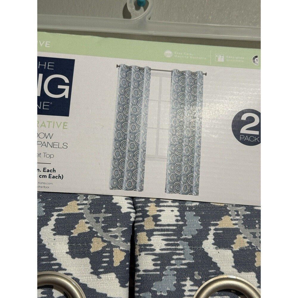 The Big One Garfield Geometric Set of 2 Grommet Window Curtain Panels Multi-Col - Picture 8 of 12